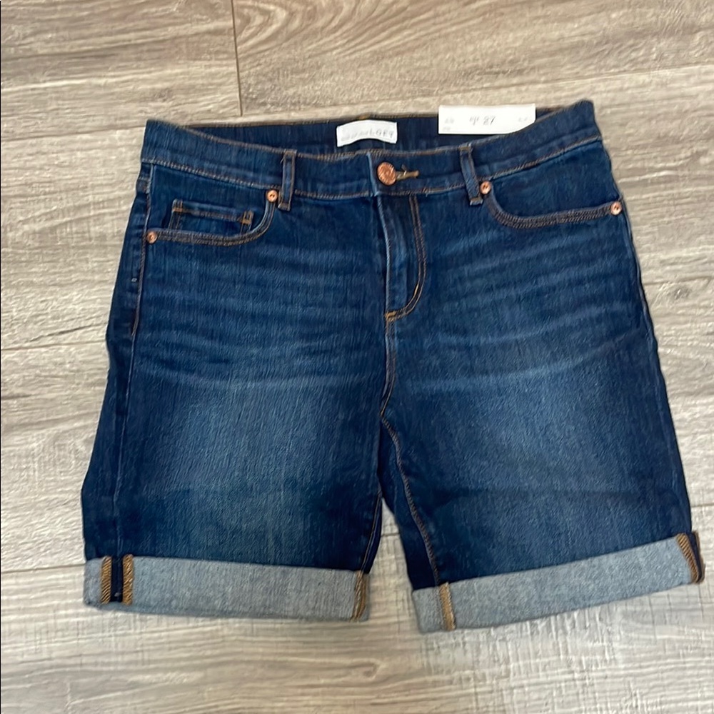Dark Blue Long Denim Shorts